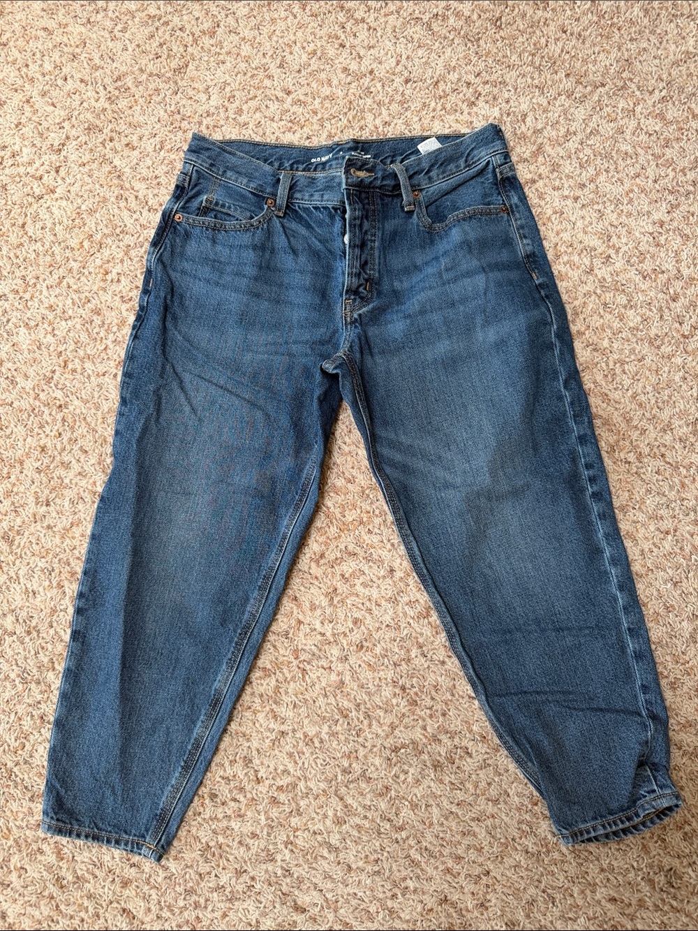 Dark Blue Slouchy Tapered Jeans